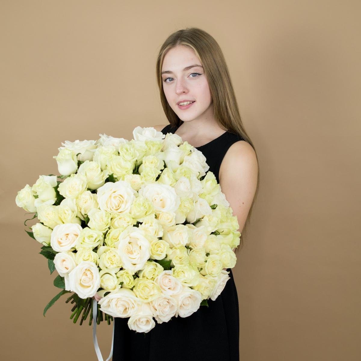 Букеты из белых роз 40 см (Эквадор) (код  648)